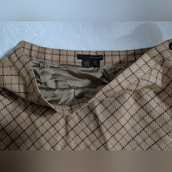 Zara Woman, Tan Checkered A-Line Skirt, Cute, Unique & Chic, Size US 8, EUR 40 - Picture 6 of 6